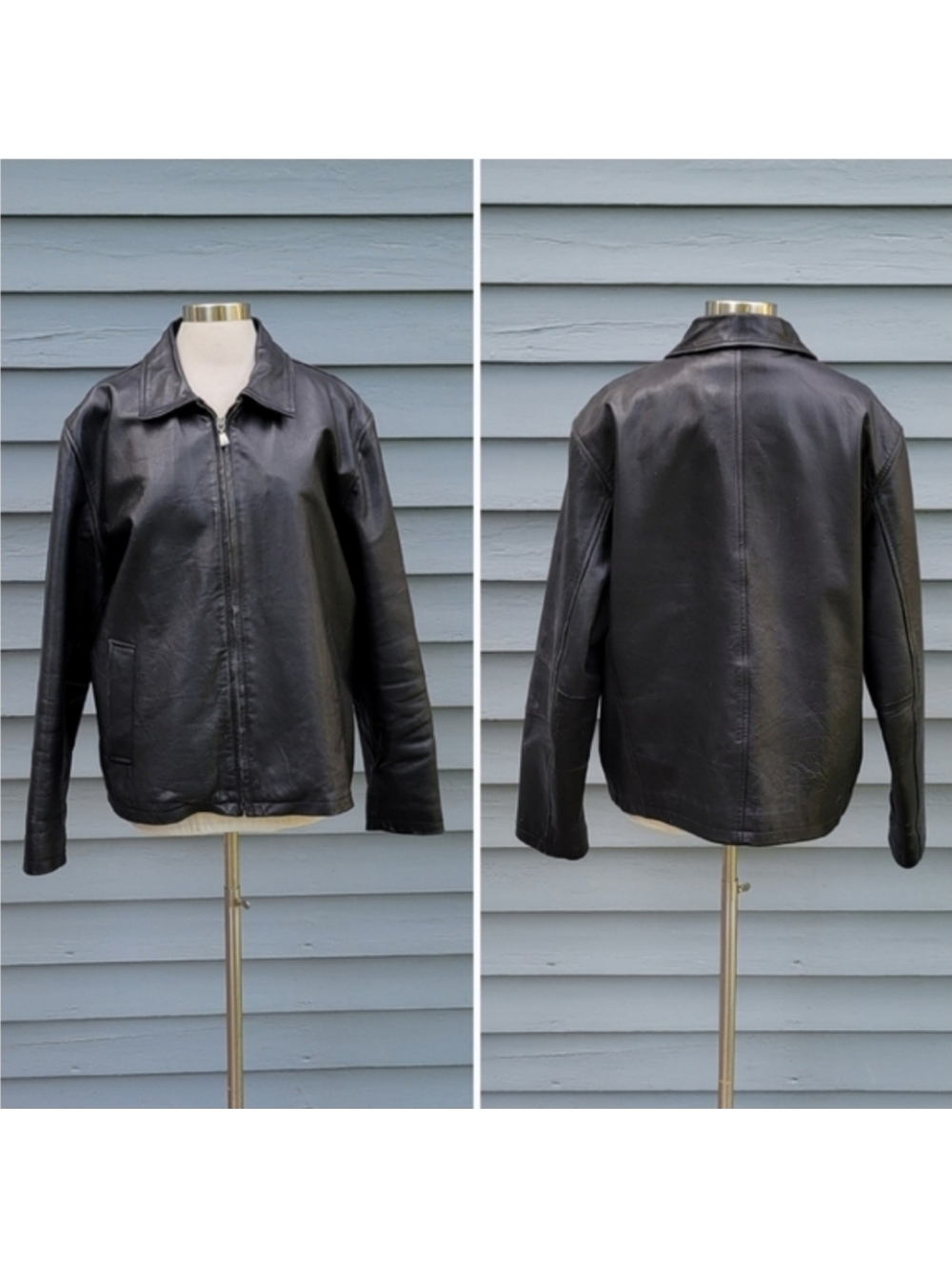 Vintage 90s y2k Wilsons M. Julian Black Leather Moto Motorcycle Car Coat‎ Jacket